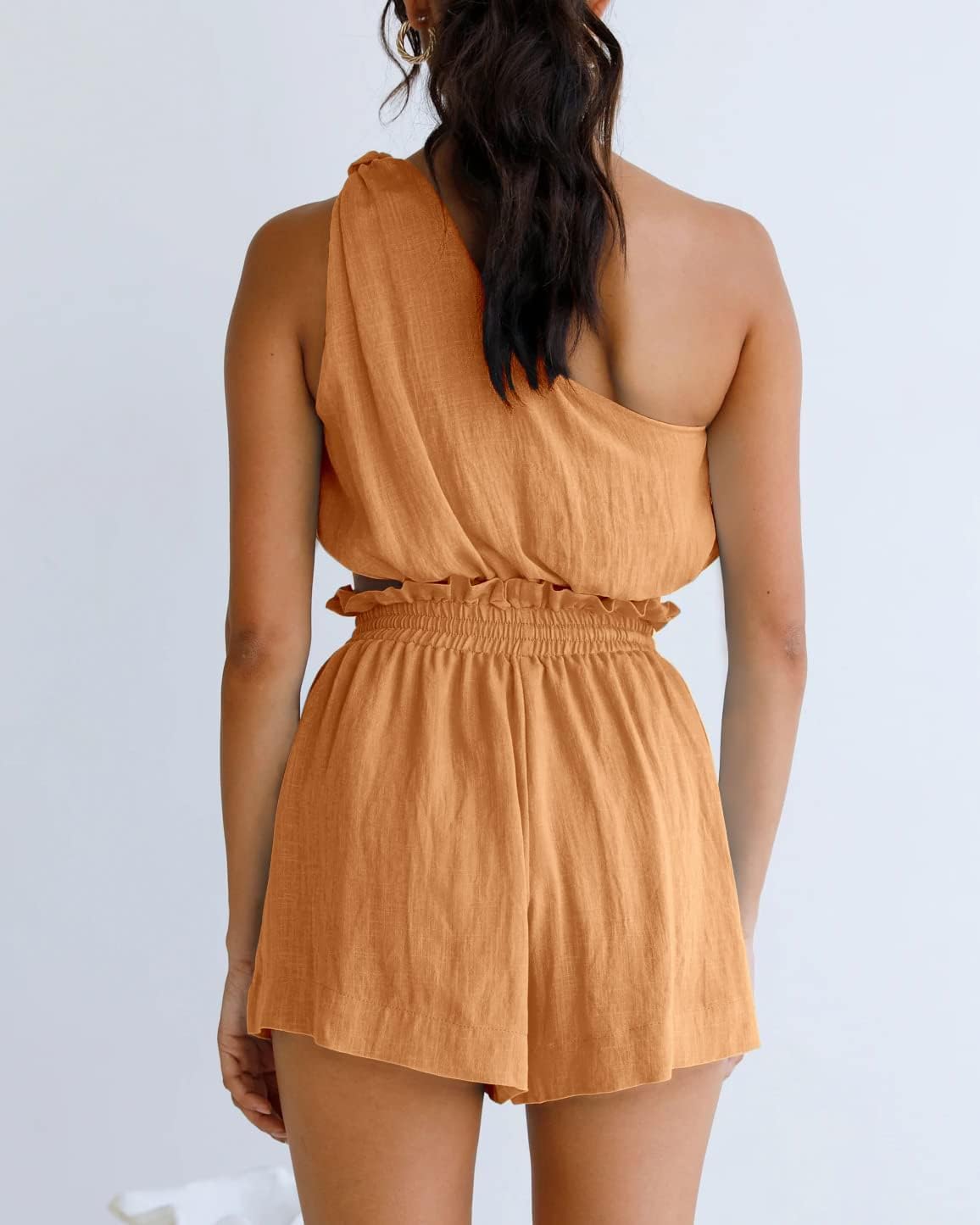 Imily Bela Womens 2 Piece Outfits Linen Matching Sets Two Piece Crop Tops and Paper Bag Waist Shorts Sets 2025 Summer Outfits - Image 4