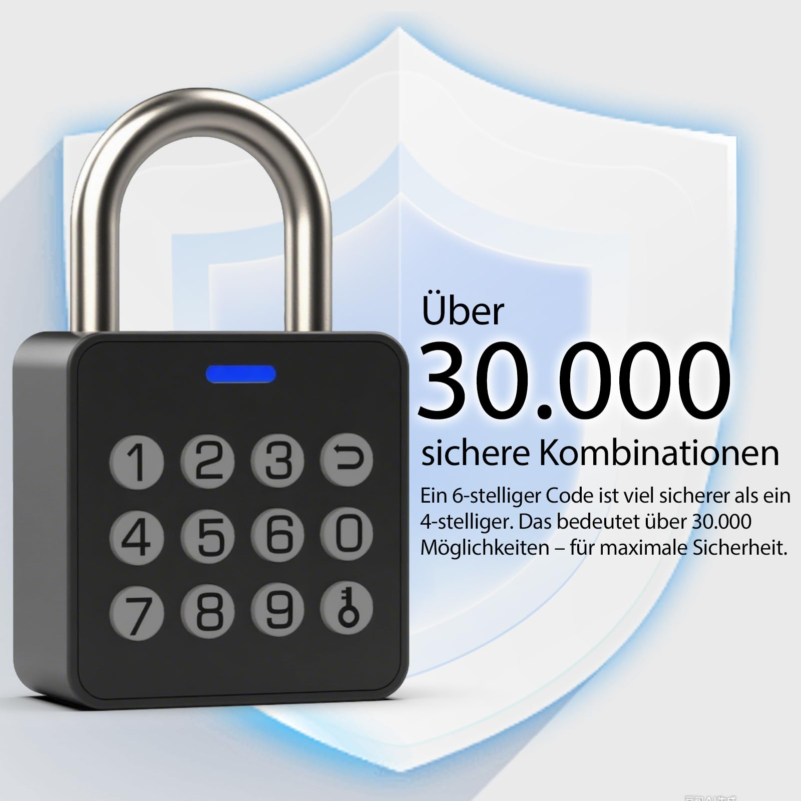 Eseesmart Fingerabdruck Schloss mit Zahlencode, Vorhängeschloss mit Fingerabdruck Code App-Steuerung, Smart Elektrisches Biometrie Wetterfest Schloss für Spind Keller Gartentür Locker