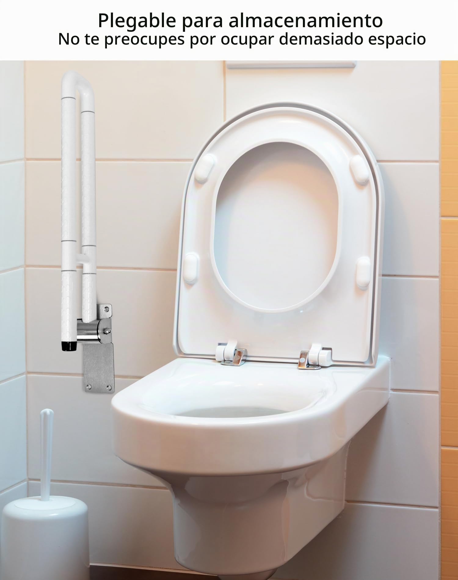 QWORK® asidero baño, plegable, 60 cm, acero inoxidable, capacidad de carga 200 kg