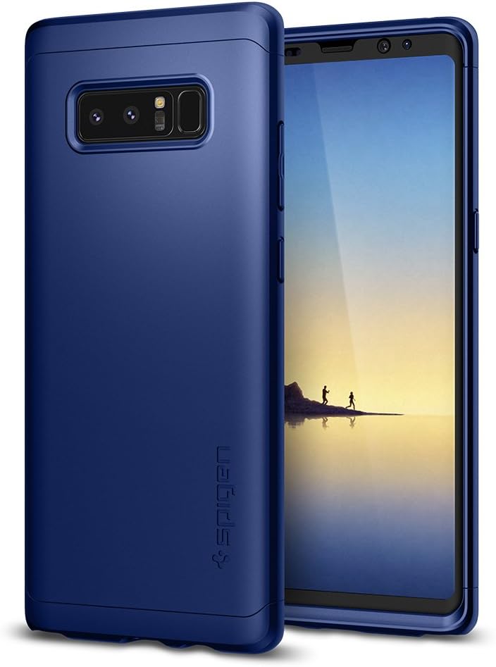 Spigen Thin Fit 360 Designed for Samsung Galaxy Note 8 Case (2017) Tempered Glass Screen Protectors Included - Deep Sea Blue