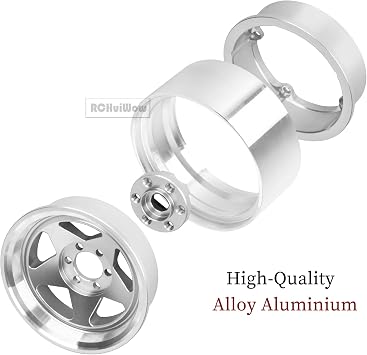 RC Alloy 1.9 Beadlock Wheels and Tires for 1/10 RC Crawler TRX4 SCX10 SCX10 III 90046 D90,1.9 RC Wheels and Tires 1.9 Beadlock Tires RC Rims,4 Packs,Silver