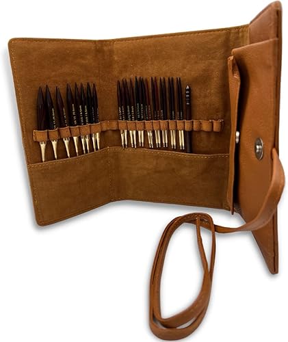 Miniatura 6 de Revolution Fibers Juego de agujas de tejer circulares de palisandro intercambiables de 3.5 pulgadas con estuche de cuero (juego de 29 piezas) |