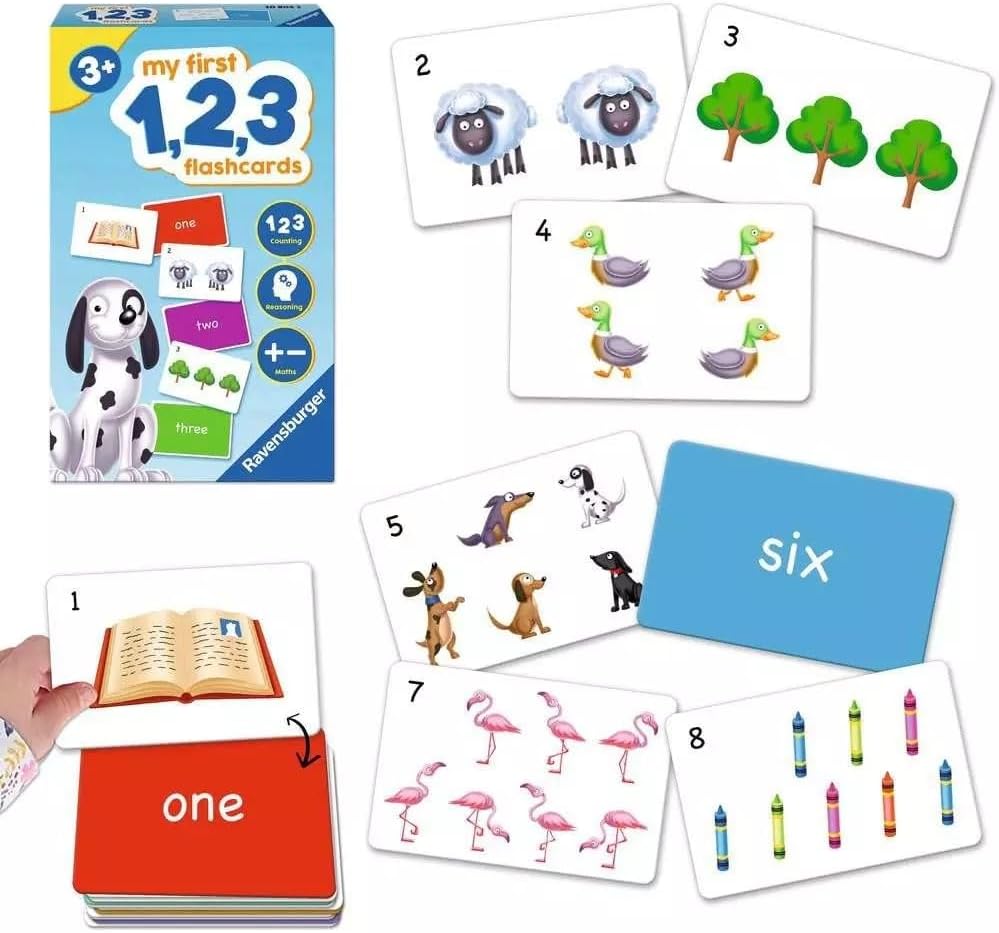 Ravensburger My First 1, 2, 3 Flash Card Game for Kids Age 3 Years Up - Ideal for Early Learning, Object Recognition, Alphabet, Reading and Spelling