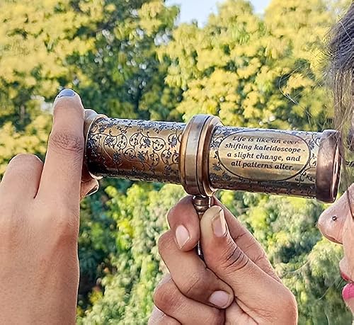 Antiqlicious Antique Hand Carved Brass Twist Kaleidoscope For Adult And Kids || Vintage Look Kaleidoscope - Antique Finish With Brass Handle #TOP2