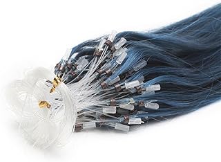 Yotty 100% Remy Human Hair Extensions Micro Ring Loop Bead Tipped Hair 16'18'20'100S (Blue, 20Inch 0.5g/s)