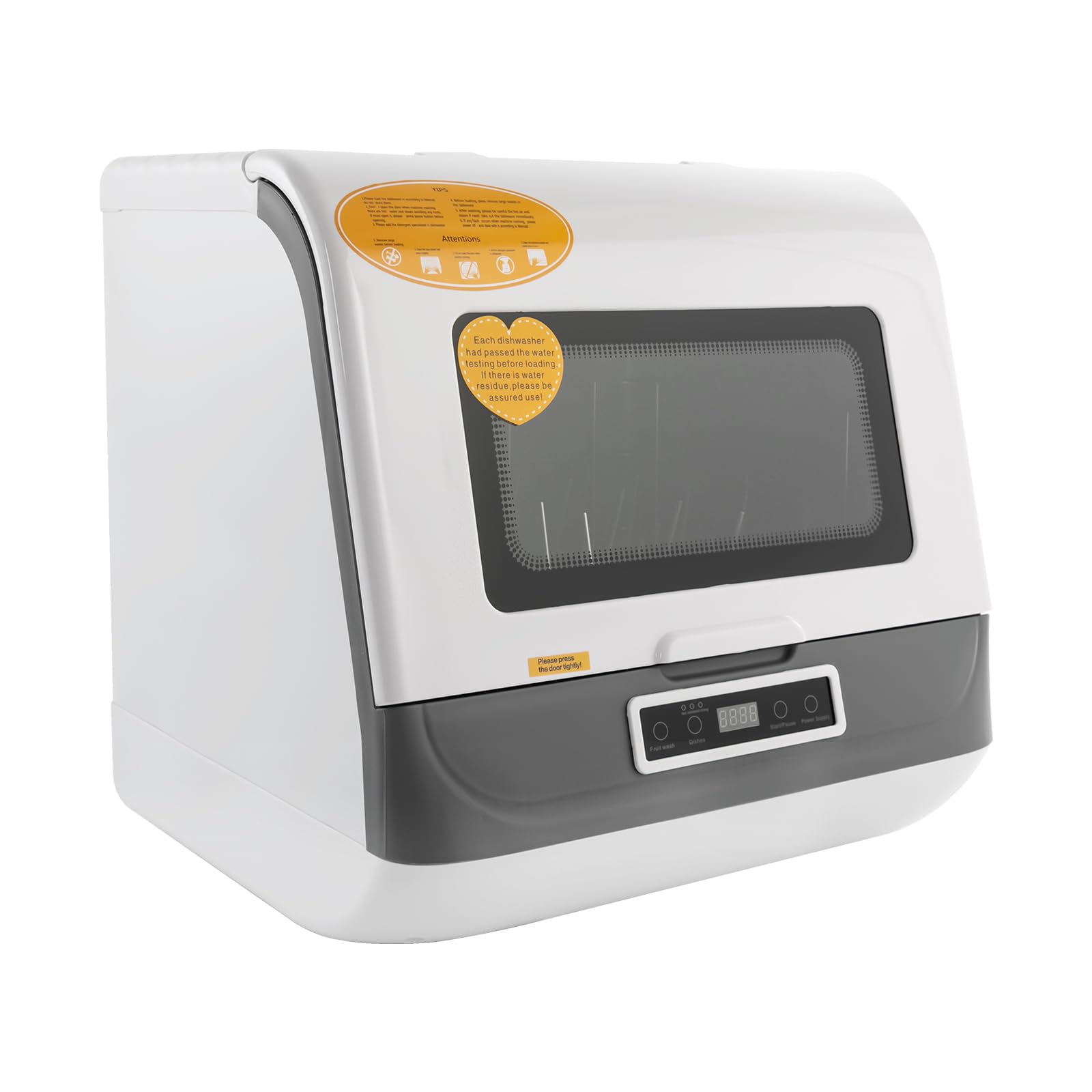 Mini lavastoviglie 800 W, lavastoviglie da tavolo con 5 programmi e ugello girevole a 360°, finestra trasparente, lavastoviglie da tavolo con 2 modalità di lavaggio e indicatore LED, perfetto per