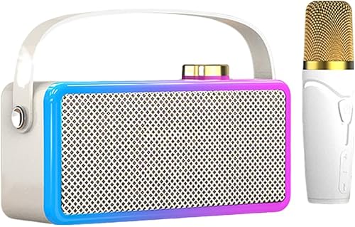 YAMSLAM Máquina de karaoke portátil, altavoz Bluetooth inalámbrico, micrófono, altavoz de karaoke Bluetooth, máquina todo en uno KTV para fiesta en