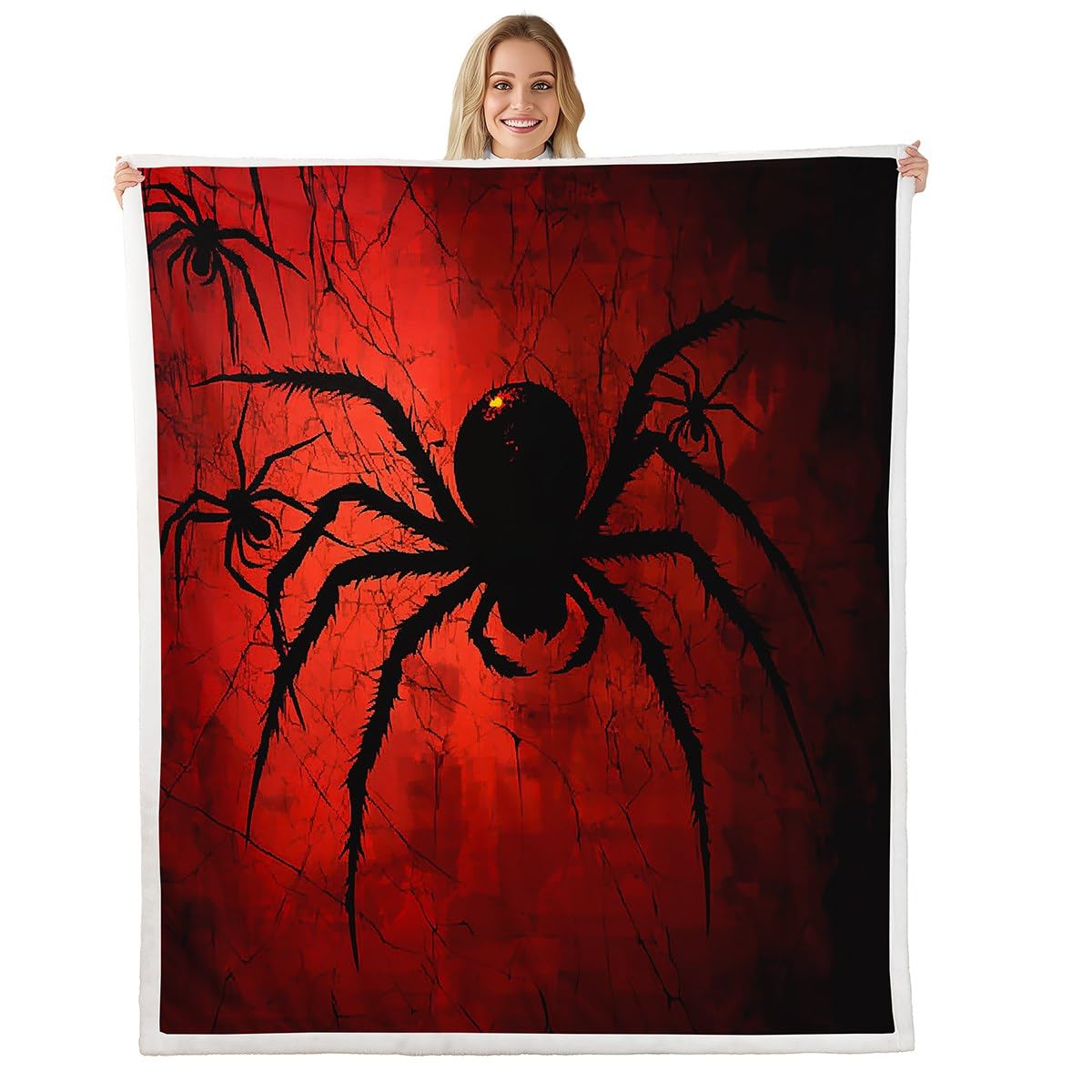 Couverture polaire araignée pour chaises de fête et grand lit d'Halloween