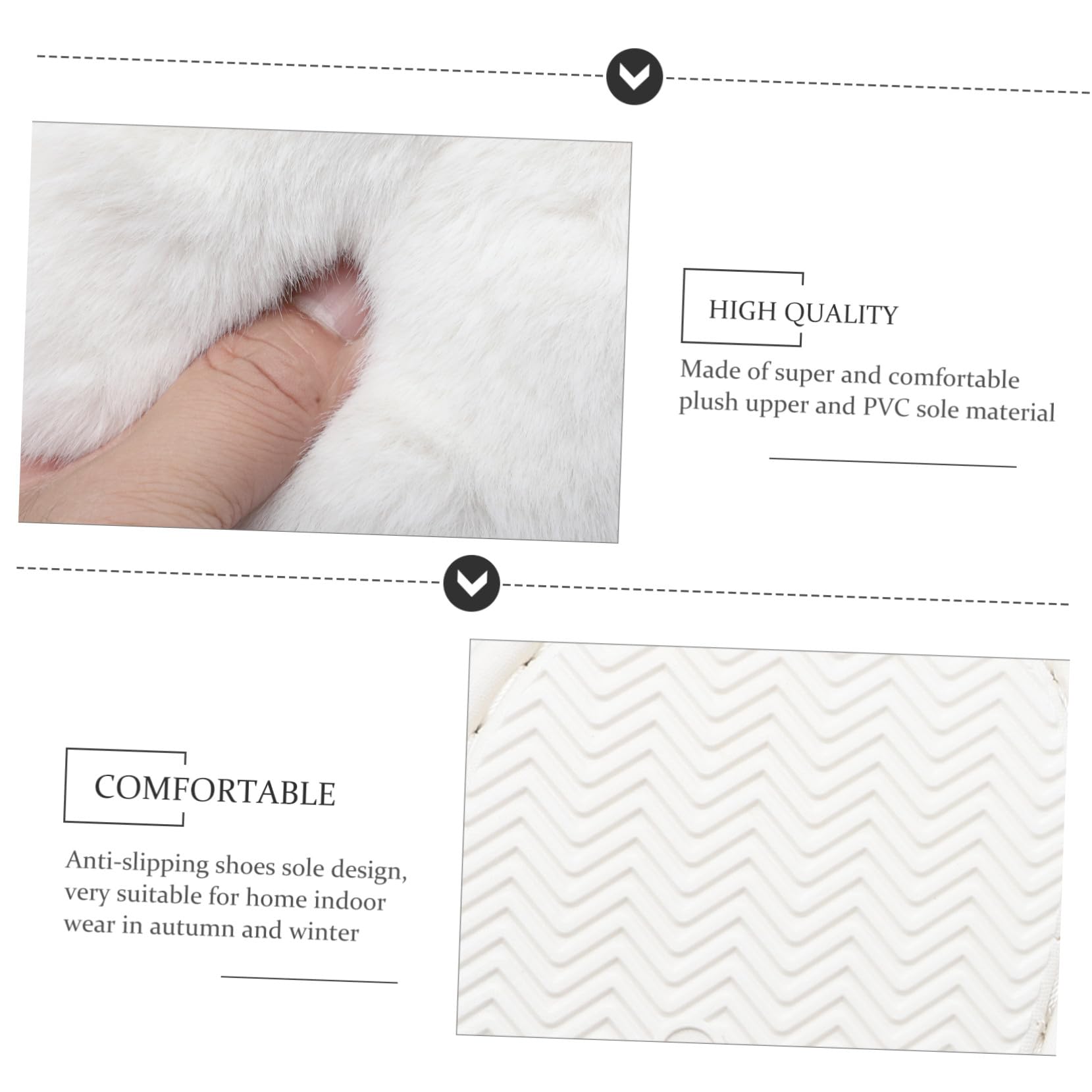 FRCOLOR Pantofole Donna Invernali Bianche in Peluche Suola Antiscivolo Traspirante, Calde e Morbide per Casa e Camera da Letto, Autunnali