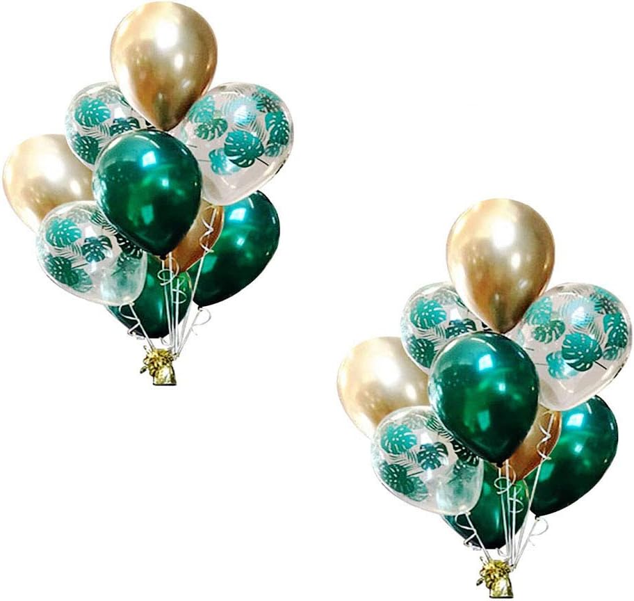 Palm Leaves Balloons 24 PCS Chrome Green Gold Balloons Bouquet Wild One Party Jungle Party Aloha Party Tropical Party Decoration