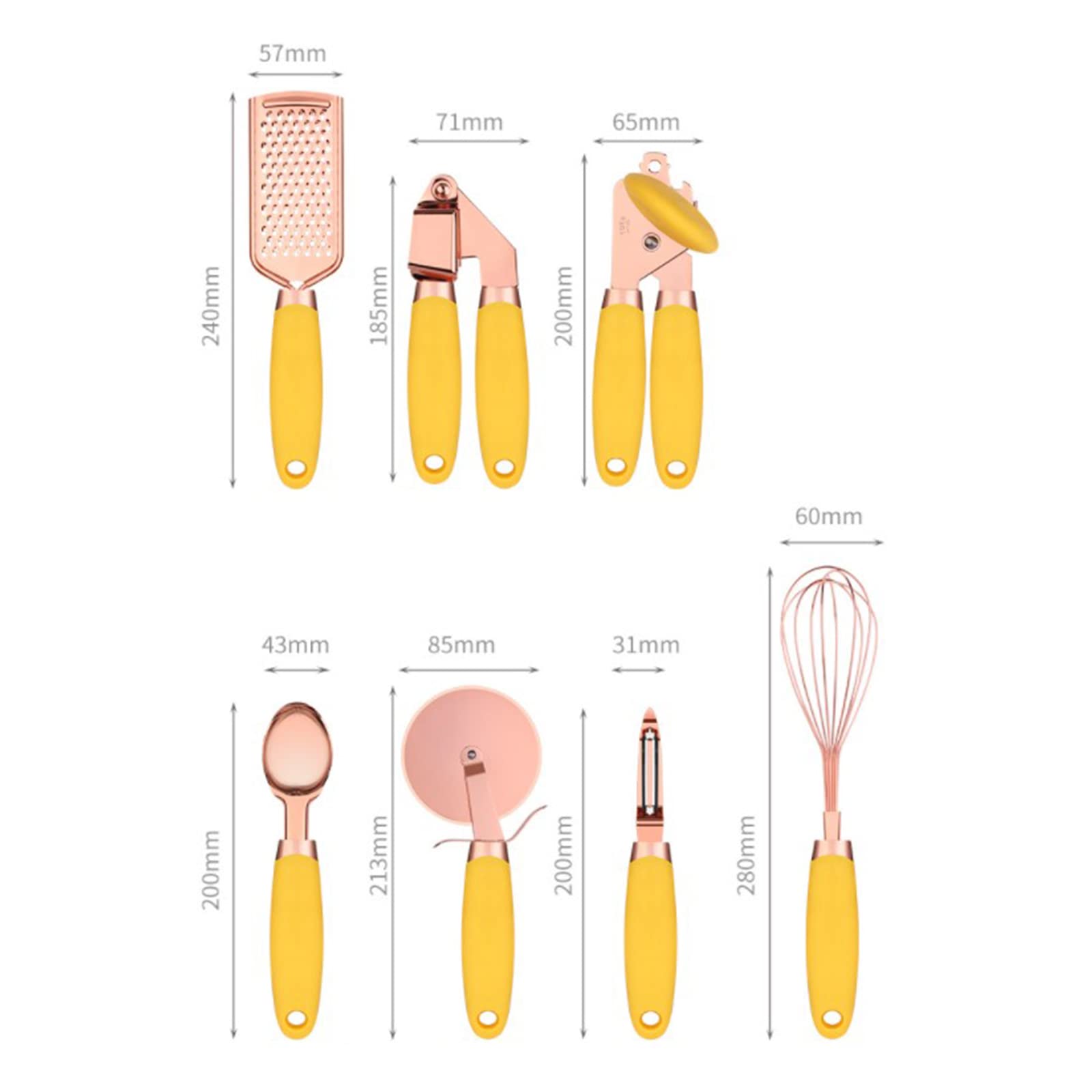 7-teiliges Küchenutensilien-Set aus Edelstahl, antihaftbeschichtet, Eis-Schaufel, Käsereibe, Schneebesen, Backutensilien, Kochgeschirr, Backwerkzeuge und Zubehör für Kinder, Cupcakes, niedliche