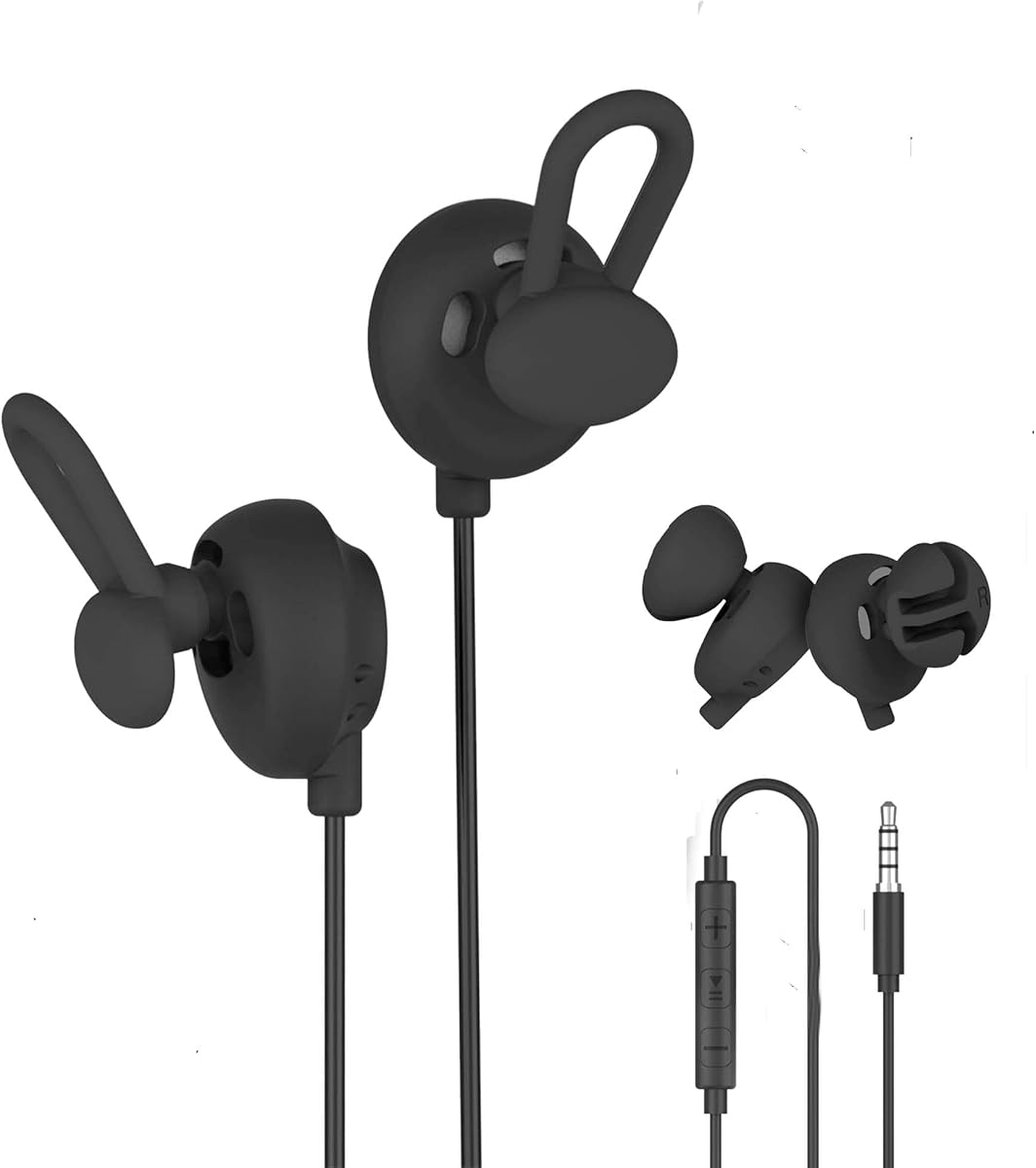 Emzwin Open-Ear Wired Headphones with Microphone, 3.5 mm Jack, Mobile Phone, Computer, PC, Gaming, Loptop, MP3 Player,Black