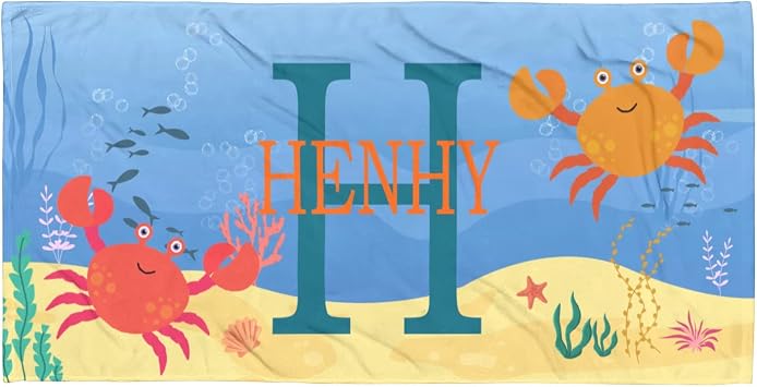 Personalized Beach Towels for Kids Personalized Fun Seabed Designs Beach Towels for Boys Customized Beach Towels with Name 01
