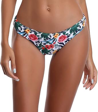 SHEKINI Womens Bikini Bottom Floral Print Hipster Swim Bottoms Low Rise Swimsuit Bottoms