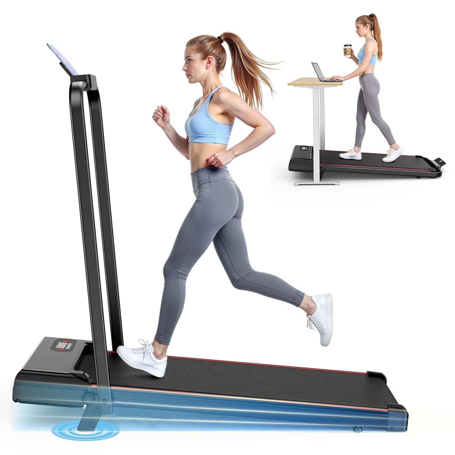 Dskeuzeew Tapis roulant, 2.5 Cavallo vapore, con Telecomando e serratura di sicurezza, Schermo LCD ad alta definizione, Può essere utilizzato per uso domestico e ufficio