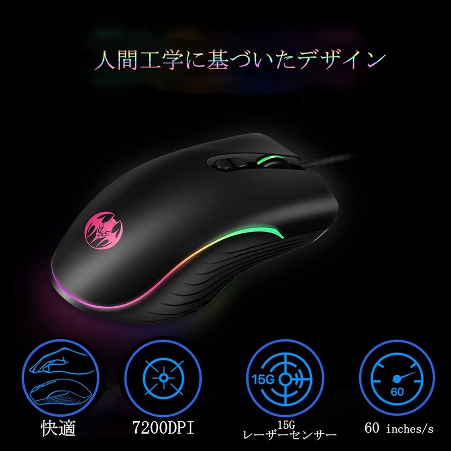 PS4対応マウス Amazon | UrChoiceLtd ゲーミングマウス 小型 軽量 ハニカム