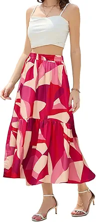 Maxi Skirts for Women with Pockets Long Midi Length Casual Skirt for Holiday