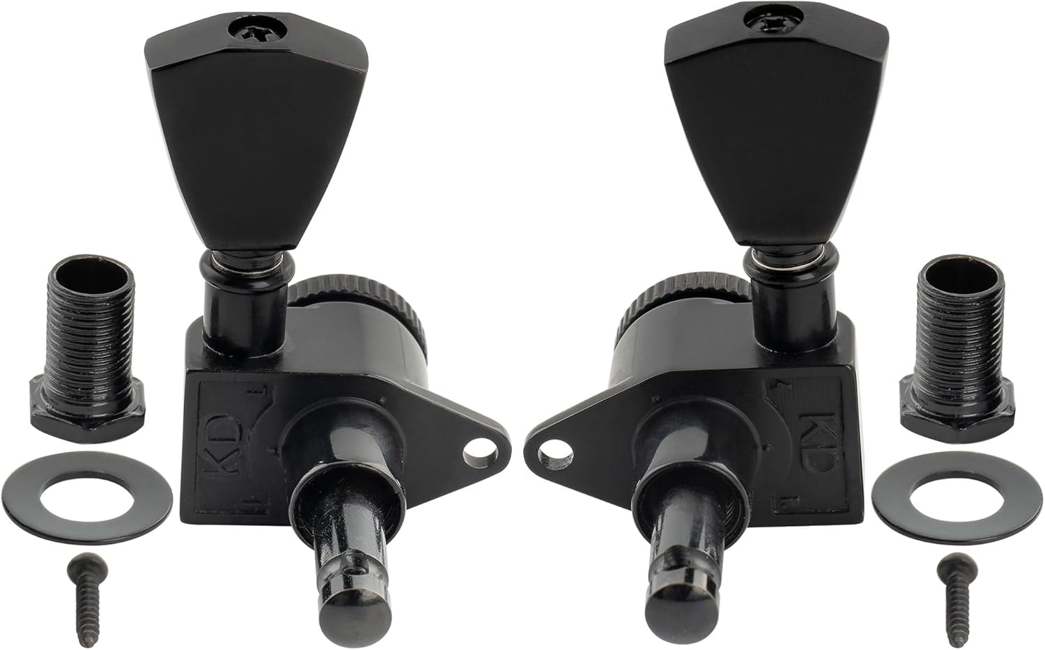 Musiclily Pro R18K 3R3L 18:1 Ratio Full Sealed Locking Machine Heads Tuners Tuning Pegs Keys with Keystone Button for Acoustic Electric Guitar, Black