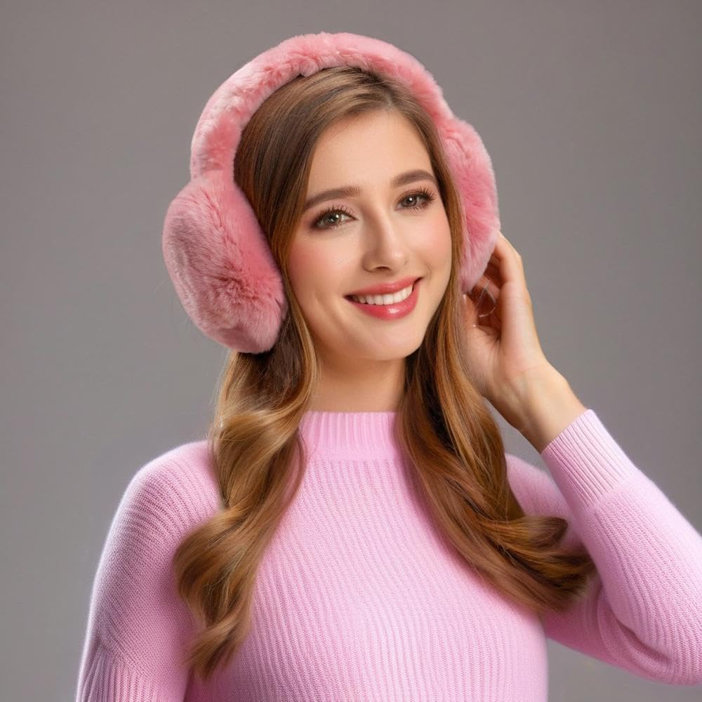 Eyegla Winter Ear Muffs Women Adjustable Fuzzy Earmuffs Faux Fur Ear Warmers Foldable Ear Covers for Cold Weather - Image 8