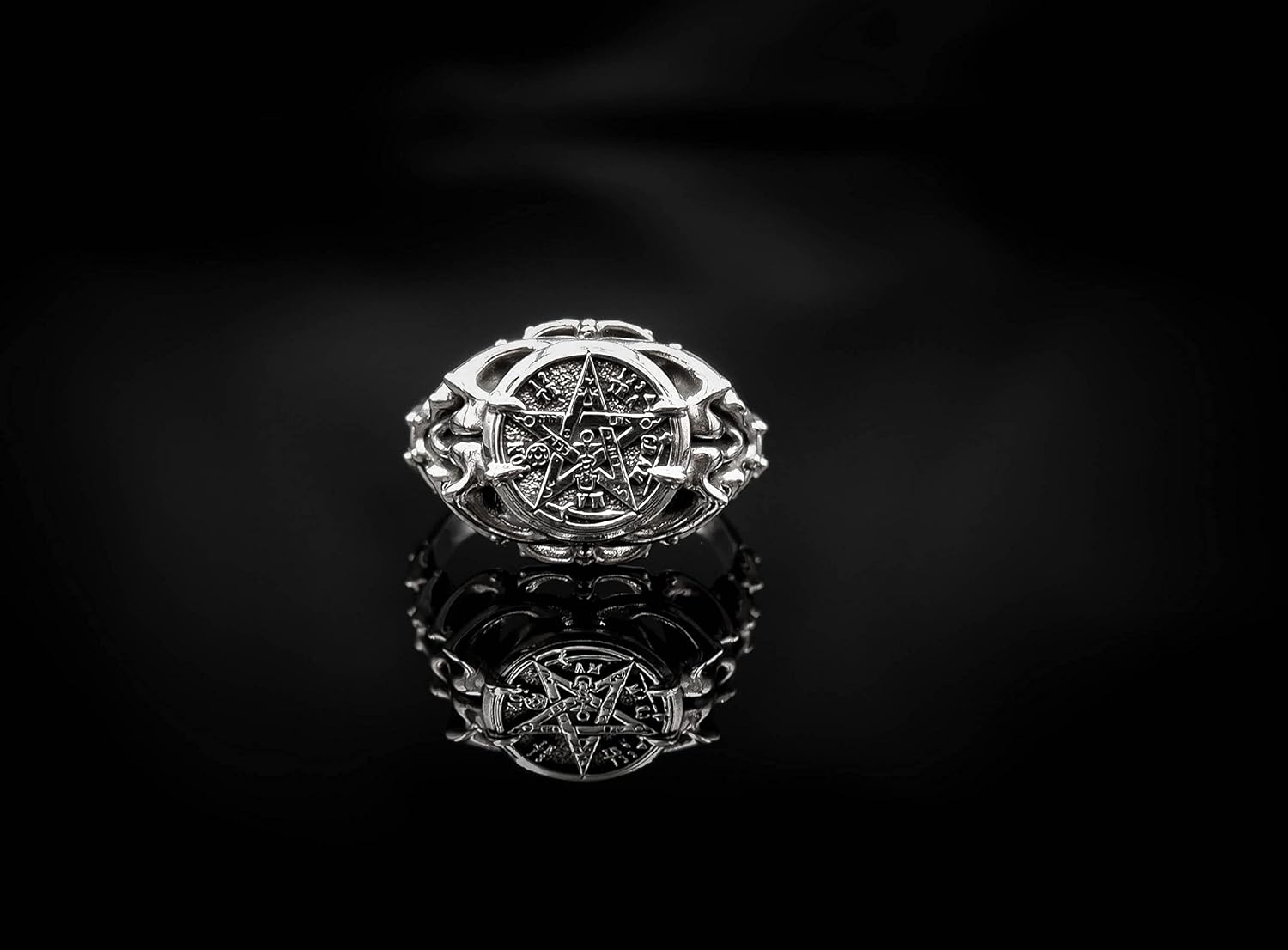 925 Sterling Silver Tetragrammaton Pentagram Star Ring for Women Solomon Jewelry Size 6-15