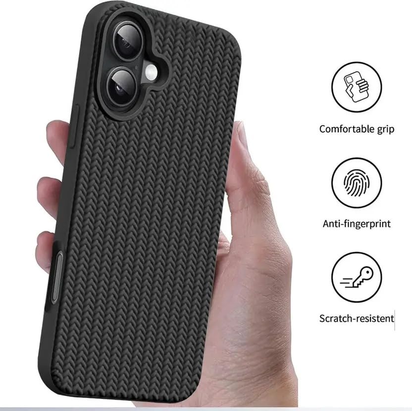 Image of Compatible with iPhone 17 | Premium Textured Microfiber Candy Protective Case | Shock-Absorbing Back Cover with Enhanced Camera Guard (Black)
