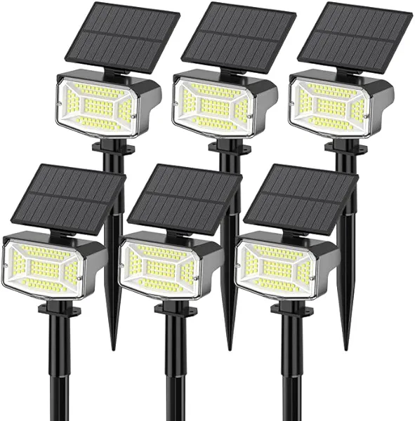 Solar Spot Lights Outdoor, 92 LEDs Landscape Lighting with 3 Lighting Modes and Auto On/Off, IP67 Waterproof Spotlights, Outdoor Solar Lights for Yard Garden, 6 Pack (Cool White)