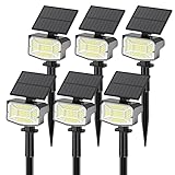 Solar Spot Lights Outdoor, 92 LEDs Landscape Lighting with 3 Lighting Modes and Auto On/Off, IP67 Waterproof Spotlights, Outdoor Solar Lights for Yard Garden, 6 Pack (Cool White)