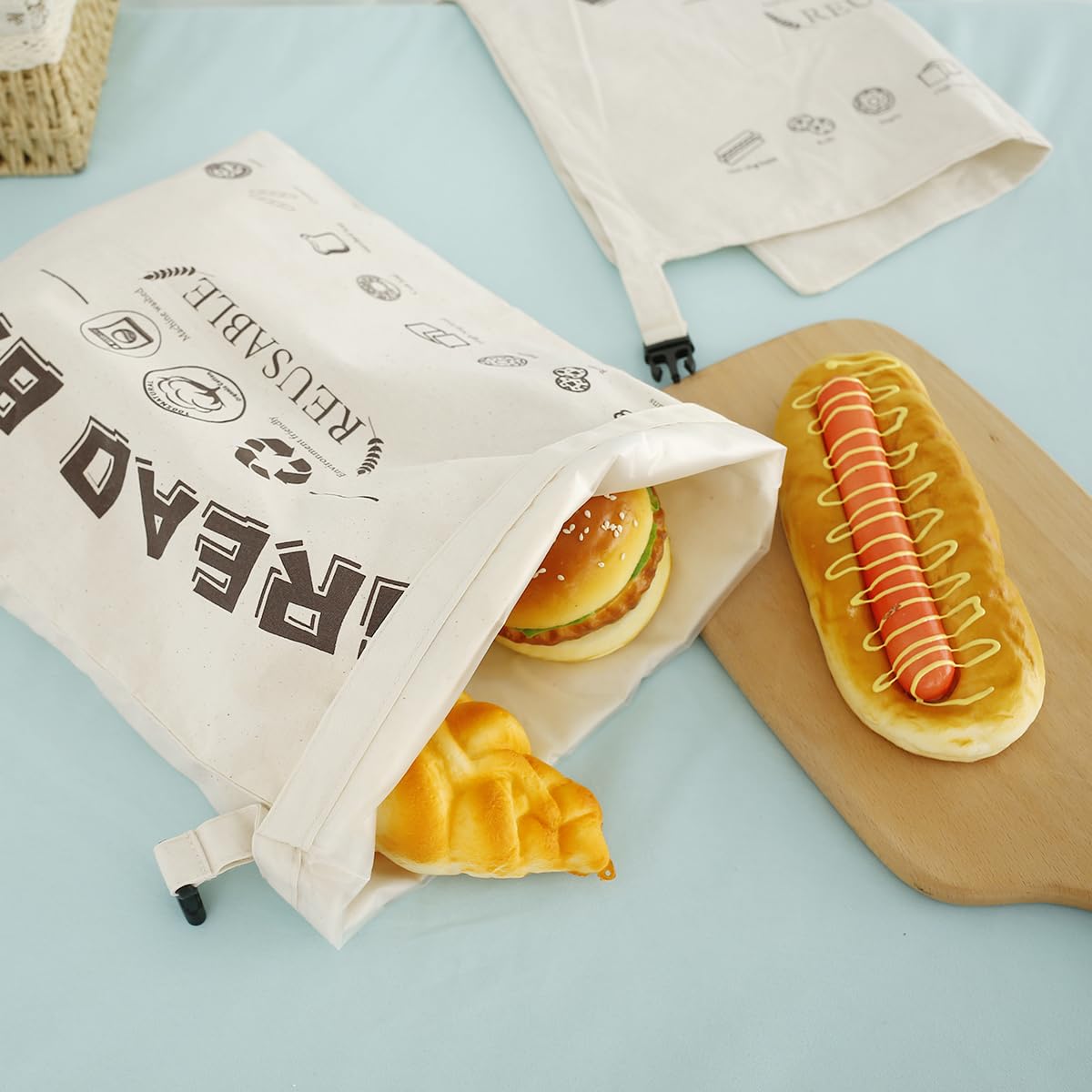 Scatole portaoggetti con coperchi 2 Pezzi Sacchetti ecologici con Doppio Rivestimento Cibo Fatto in casa Panini per Hot Dog Bagel