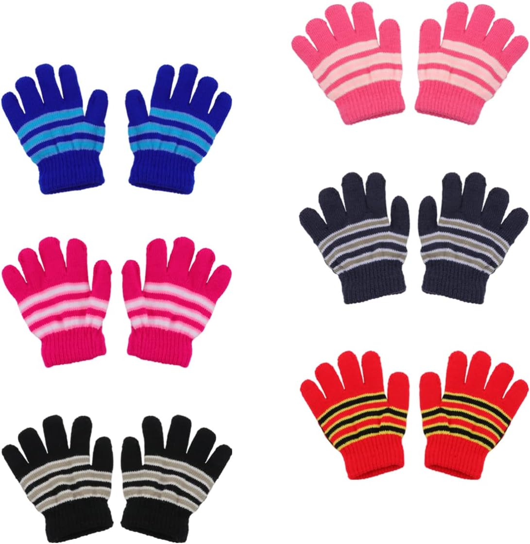 Holibanna 6pairs Neutral Boys and Girls Warm Gloves Knitted Mittens for Boy Girl Mittens for and