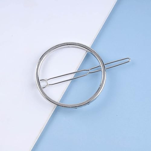 Miniatura 3 de Pinza para el cabello con círculo hueco bohemio, pasador de pelo circular plateado, pasador de cabello con círculos geométricos, horquillas redondas