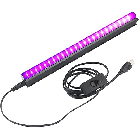 LED Black Light Bar for Glow Party, 10W USB T5 1ft Portable UV Blacklight Tube Party Supplies for Body Paints Stage Lighting Bedroom Halloween Decorations Pet Urine Detection Fluorescent Poster