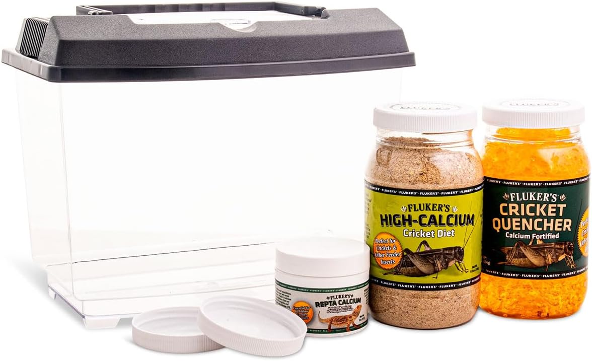 Fluker's Cricket Keeper Kit with Gut load Foods, includes