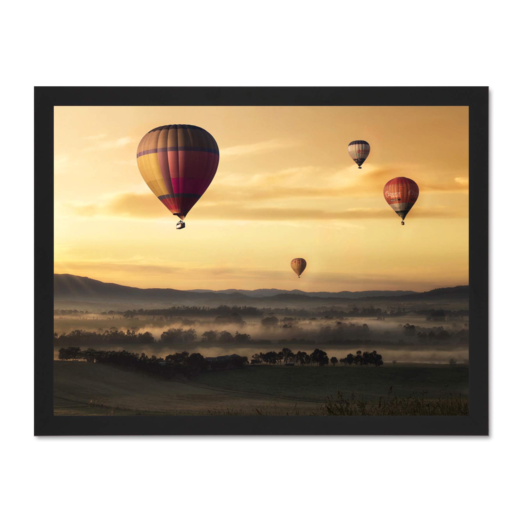 Hot Air Balloons Misty Morning Large Framed Art Print Poster Wall Decor 18x24 inch