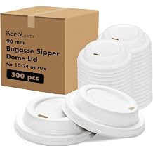 KARAT EARTH KE-BDL516W 90mm PFAS Free Bagasse Sipper Dome Lid for 10-24 oz. Hot Cup, White - Case of 500 pcs