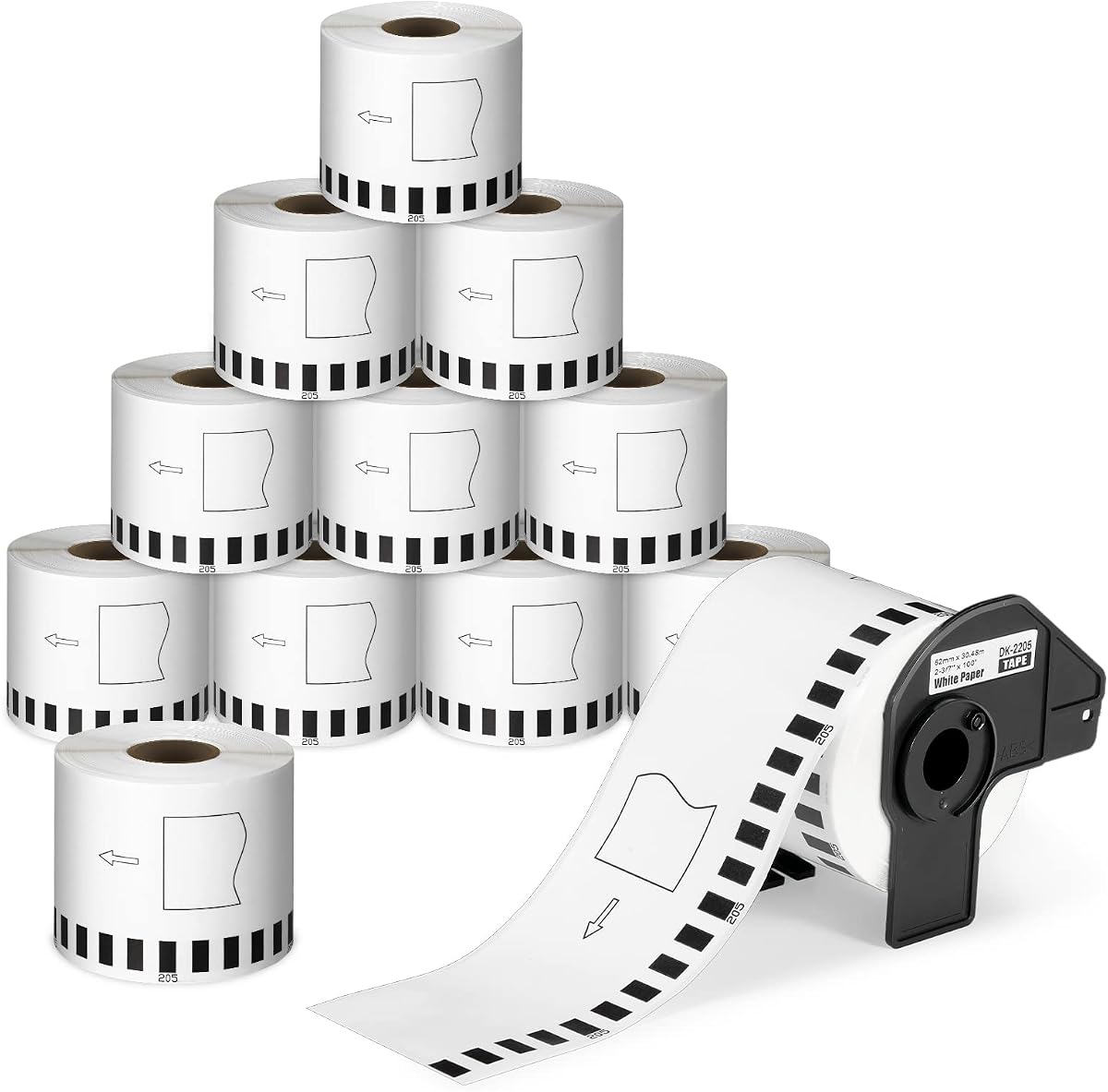 COLORTY Replace for Brother DK-2205 Continuous Printer Labels 2.4" x 100' | DK2205 DK Paper Tape Compatible with Brother QL-820NWB QL-800 QL-810W QL-600 QL-1100nwb Label Printers (12 Rolls + 1 Fram)