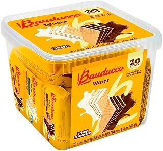 Bauducco Chocolate & Vanilla Wafer Cookies - 3 Layers Cream, Single Serve Packs, Crispy Italian-Style Snack 28.2oz (20 Count)