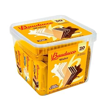 Bauducco Chocolate & Vanilla Wafer Cookies - Convenient Single Serve Wafer Cookies With 3 Layers of Cream - Delicious Sweet Snack on the go or Dessert 28.2oz Pack of 20