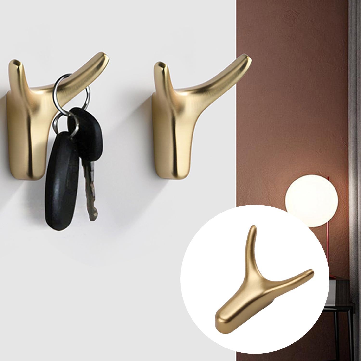 Set Di 4 Ganci Appendiabiti Dorati A Forma Di V – In Metallo, Moderni, Per Giacche, Borse E Asciugamani, Adatti A Corridoio, Camera E Bagno