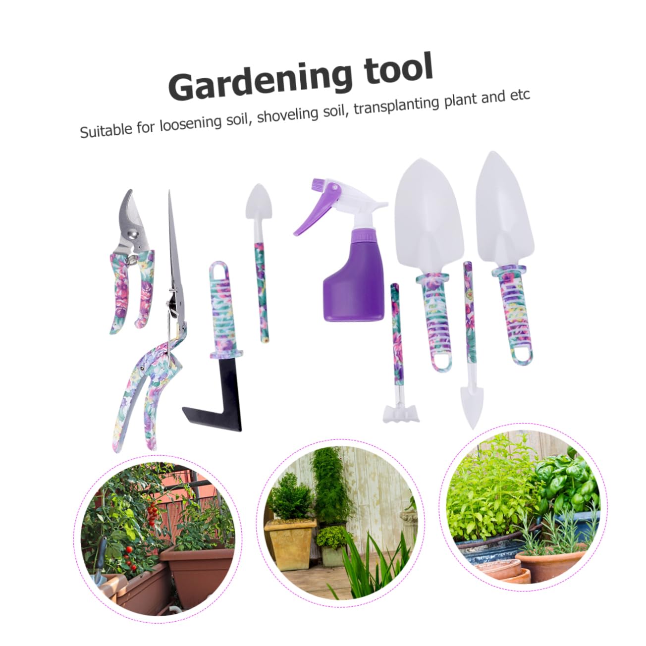 BESPORTBLE 10 Pièces Outils De Jardinage avec Râteau Cisaille Et Pelle Kit De Jardinage Robuste pour Et