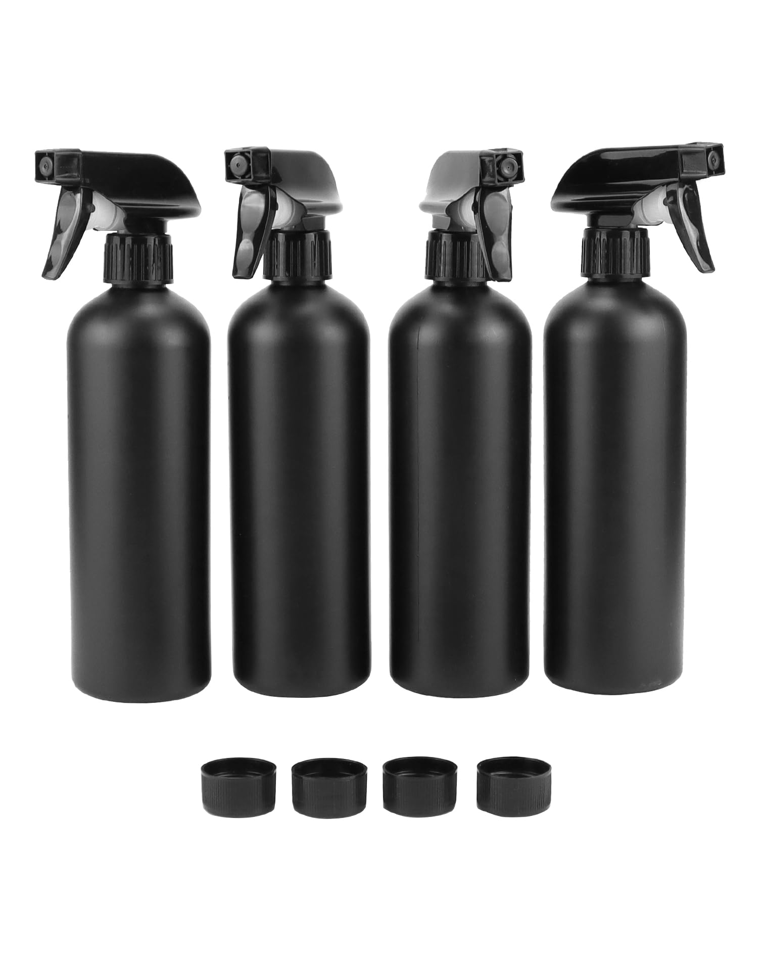 QWORK® Set da 4 flaconi spray da 500 ml, spruzzino nebulizzatore, nero, per acconciature, cura delle piante floreali, pulizia