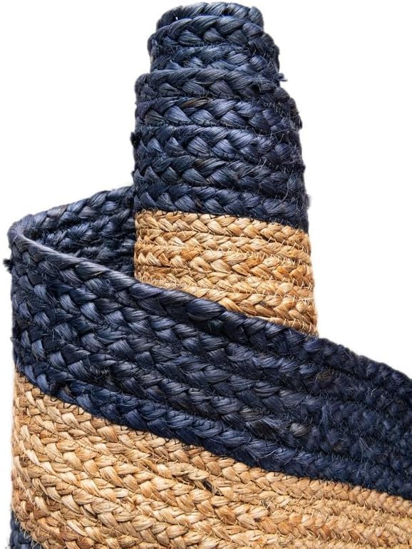 Tapis en jute bohème marine 300x300 cm pour cuisine et salle à manger