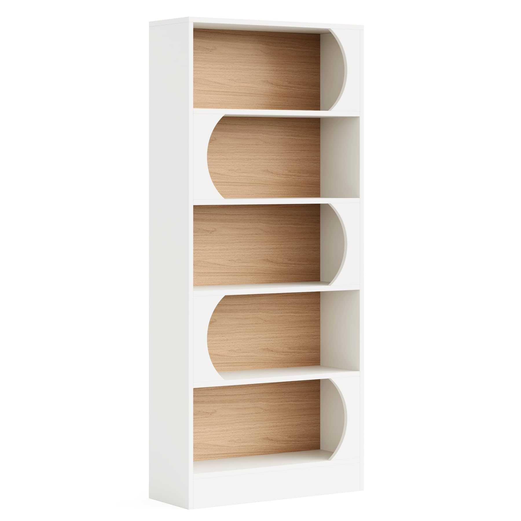 Tribesigns Bibliothèque à 5 Niveaux, 180CM Étagères de Rangement, Grande Bibliothèque Cubique Ouverte, Étagères d'Affichage en Bois pour Chambre à Coucher, Salon, Bureau, Blanc Noyer