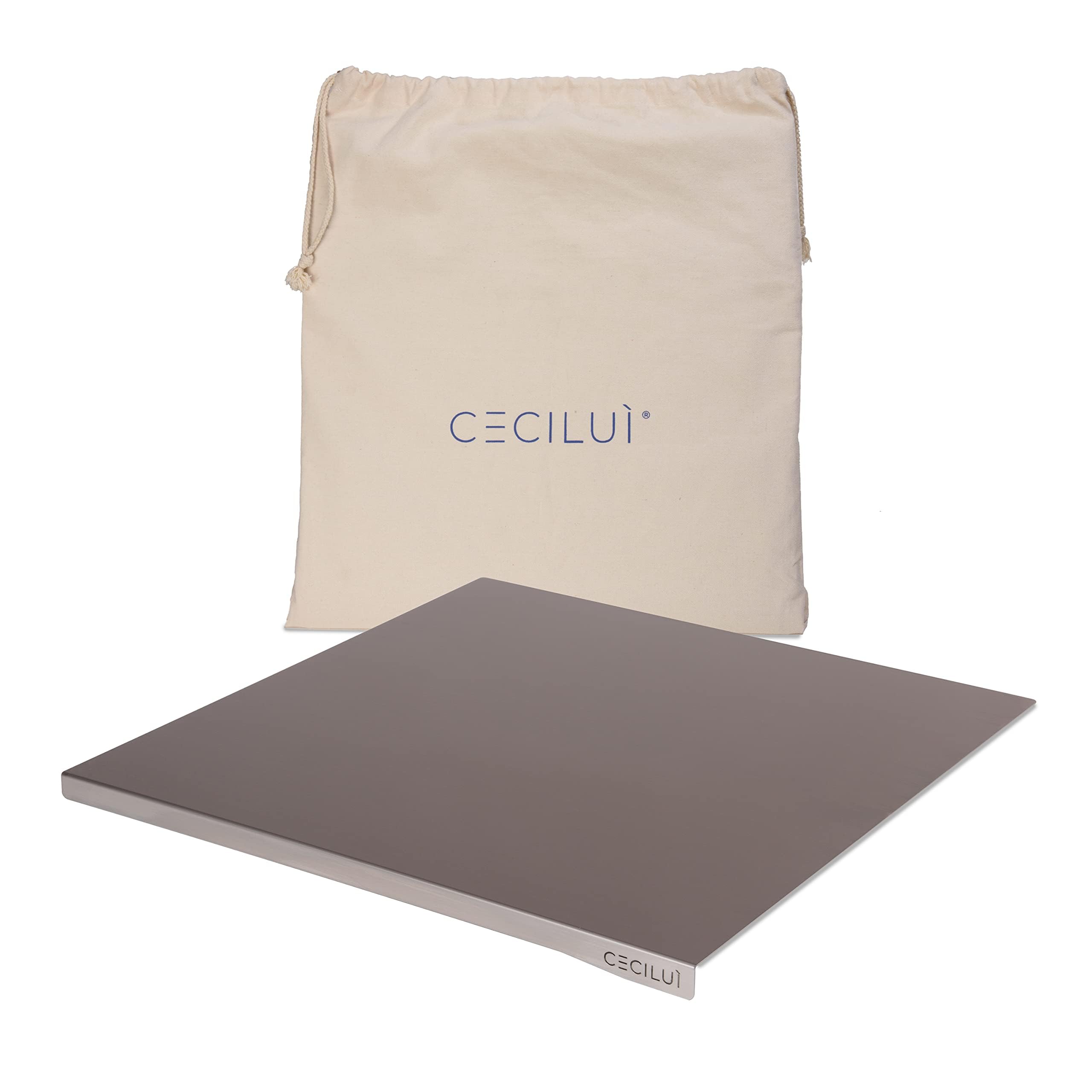 Cutting Board Stainless Steel 2.0 with Cotton Bag, Professional Cutting Board in Various Sizes, Pizza Board, Worktop (50 x 50 cm, Edge 2 cm)