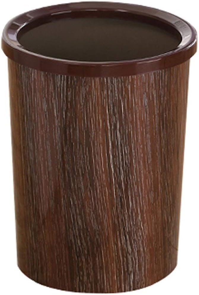 Indoor Trash cans 12L Portable Trash can Imitation Wood Grain Trash Can with Pressure Ring Retro Trash Can Storage Bucke High-end Garbage Basket Recycling Indoor Garbage cans