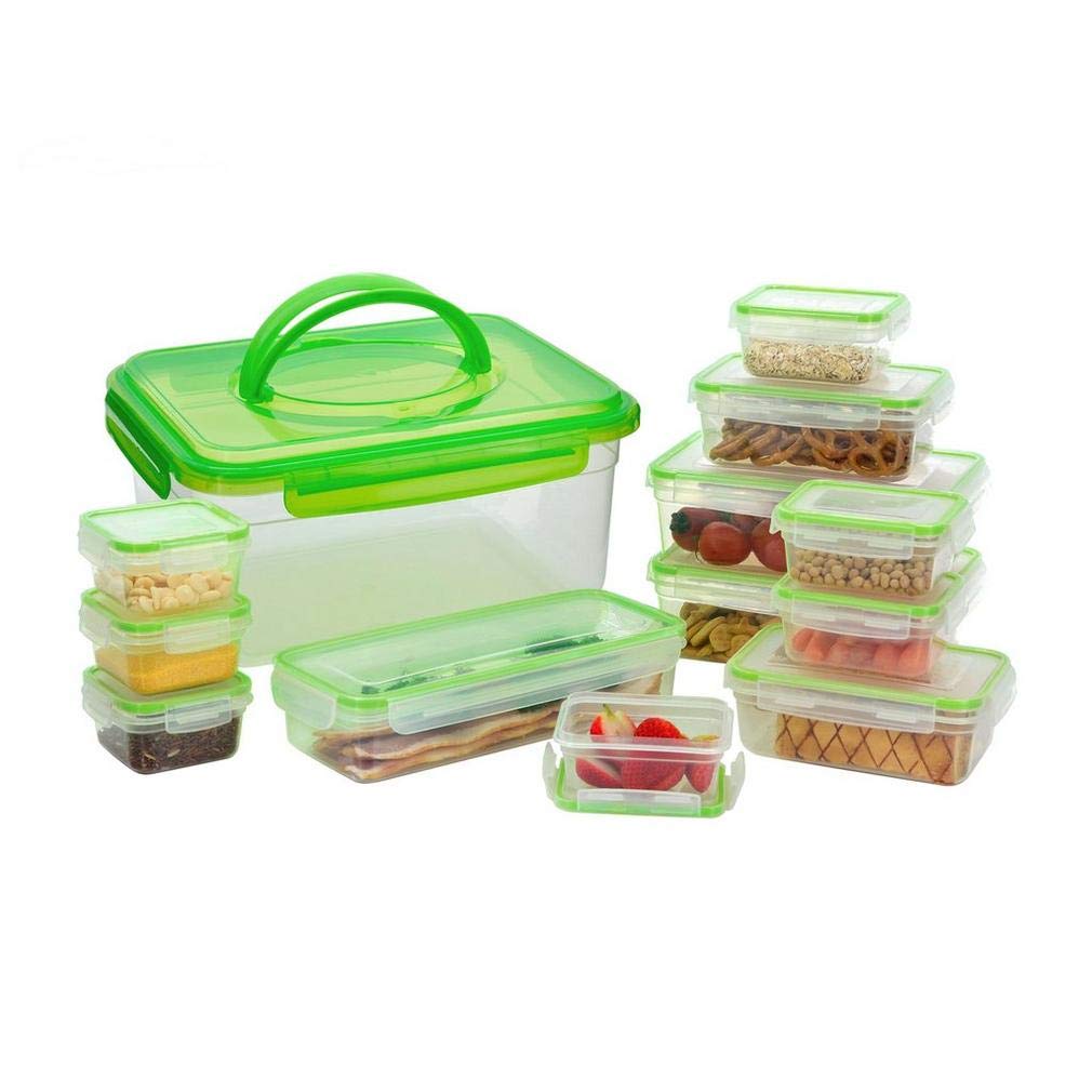Hi-Gear 13 Piece Compact Food Storage Set, Airtight Plastic Food Containers with Lids, Green, One Size