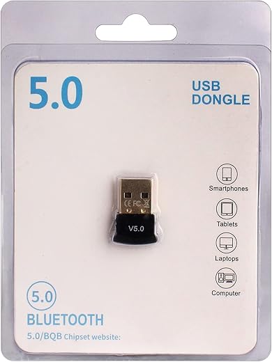 Sellingal GENERIC Ultra-Mini Bluetooth CSR 5.0 USB Dongle Adapter for Windows Computer (Black:Golden)