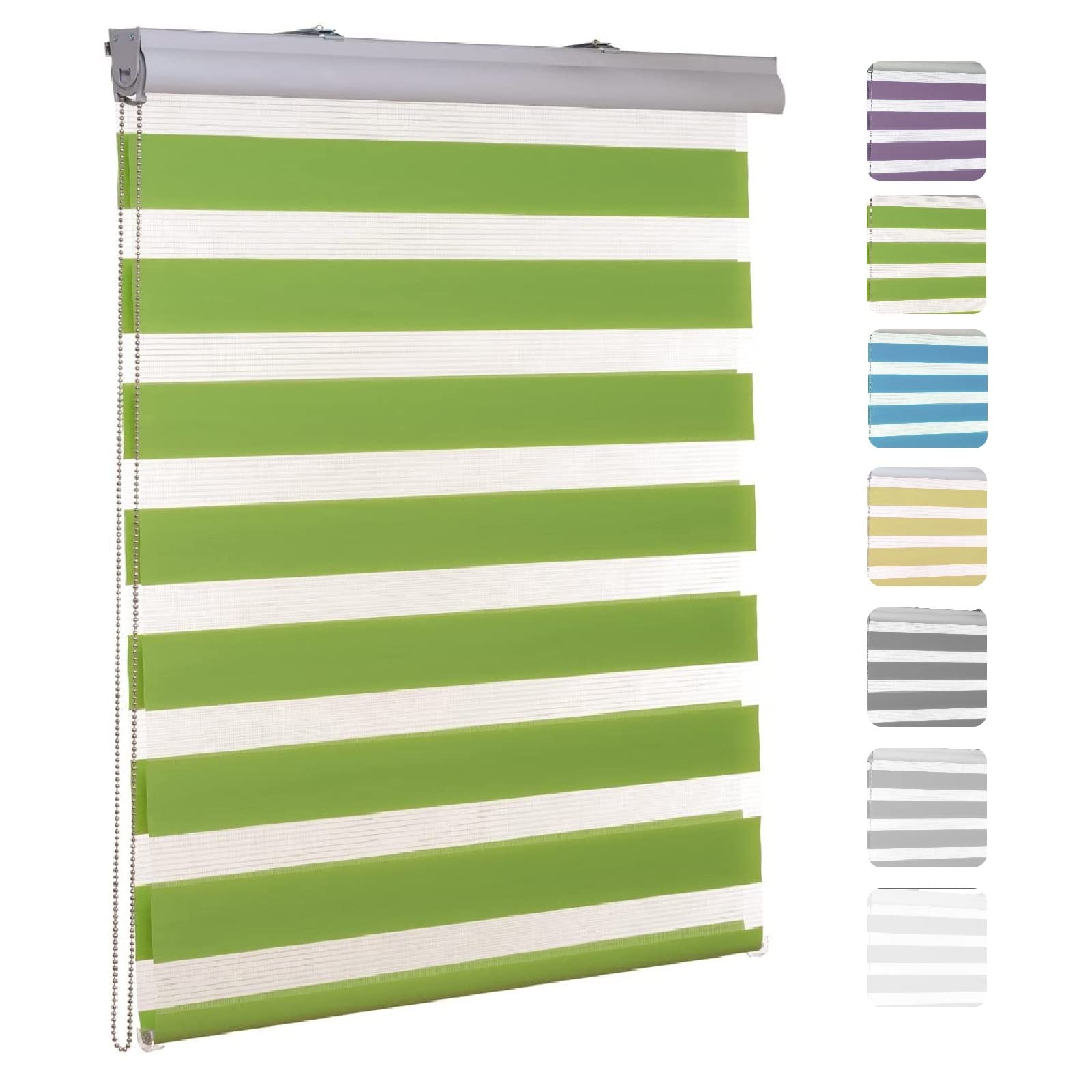 Store jour et nuit vert contre le vis-a-vis et les reflets 80 x 160 cm
