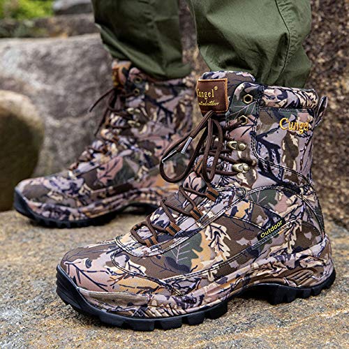 cungel Men\'s Hunting Boot 8-INCH Camouflage Timber Waterproof Hunter Shoes Forest Boots Jungle Anti-Slip Lightweight Breathable Durable Fishing Hiking Working Field Hunting(Leaves camo,11) - Thumbnail 7