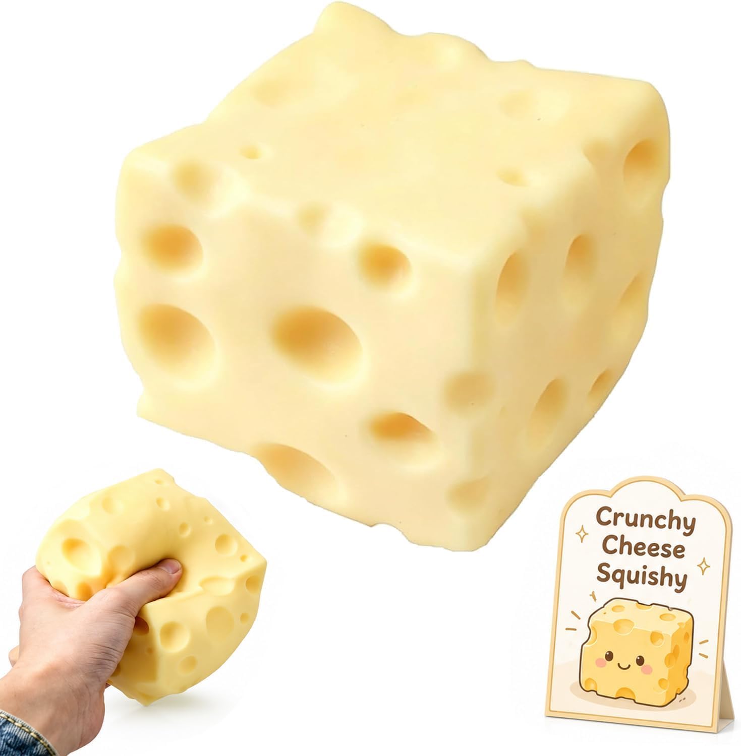 Crunchy Cheese Squishy ASMR Bead Filled Realistic Food Stress Ball Squeeze Moldable Slushy Asmr Realistic Taba Handmade Non Rebound Sticky Silicone Dessert Adults Party Favor