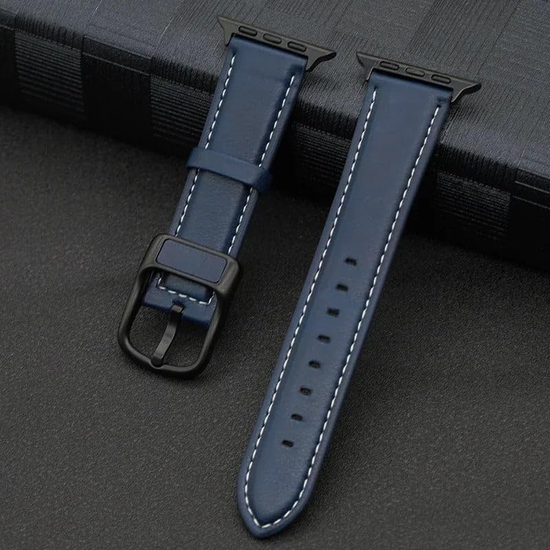 Image of Vintage Leather Compatible Apple Leather Watch Bands for Apple Watch Ultra /Ultra 2 49mm 45mm 44mm 42mm Metal Connector Strap for iWatch Series SE 9 8 7 6 5 4 3